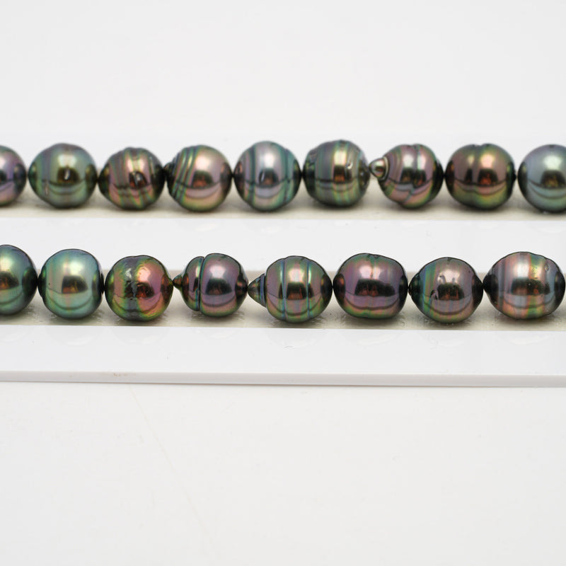 42pcs "High Luster" Peacock Green 8-12mm - CL/SB AAA/AA Quality Tahitian Pearl Necklace NL1495 THMIX1