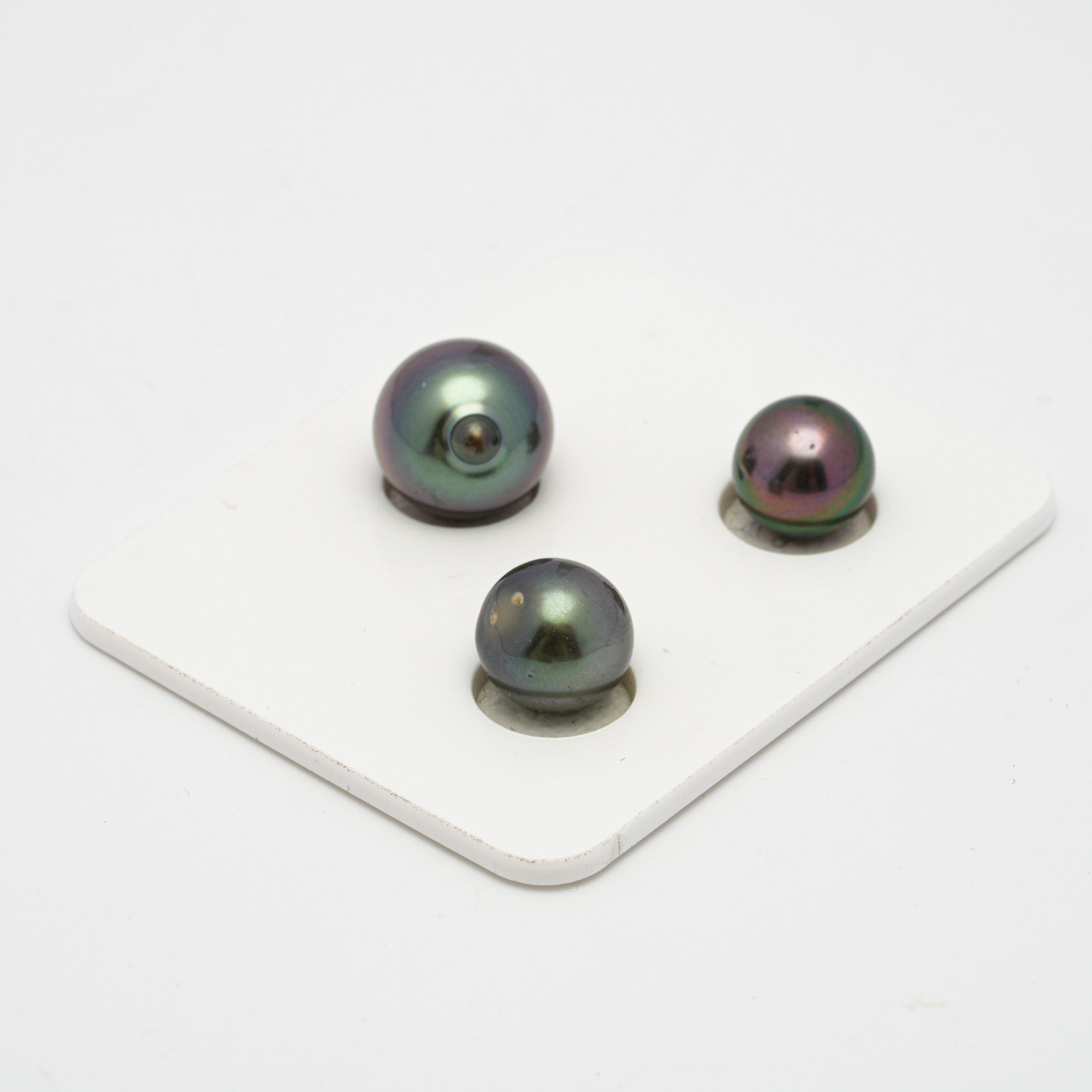 3pcs "Top Luster" Multicolor 9.6-12.2mm - SB/NR AAA/AA Quality Tahitian Pearl Trio Set ER1259