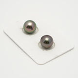 2pcs Green Cherry 9.8-10.1mm - NR AAA/AA Quality Tahitian Pearl Pair ER1579 OR10