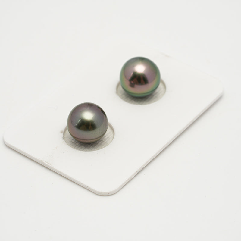 2pcs Green Cherry 9.8-10.1mm - NR AAA/AA Quality Tahitian Pearl Pair ER1579 OR10