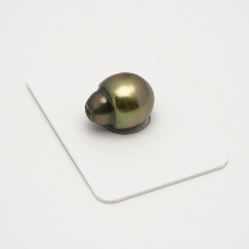 1pcs "High Luster" Yellow Green 13.6mm - SB AAA Quality Tahitian Pearl Single LP2121 OR10