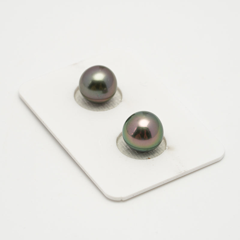 2pcs Green Cherry 9.8-10.1mm - NR AAA/AA Quality Tahitian Pearl Pair ER1579 OR10