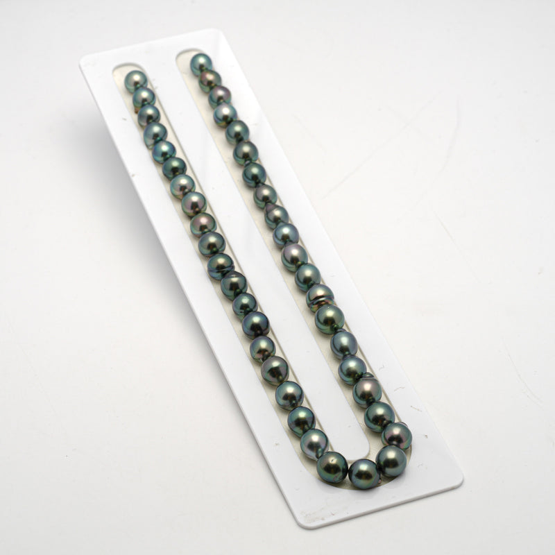 41pcs "High Luster" Blue Green 9-10mm - SB AAA/AA Quality Tahitian Pearl Necklace NL1508 THMIX2.6