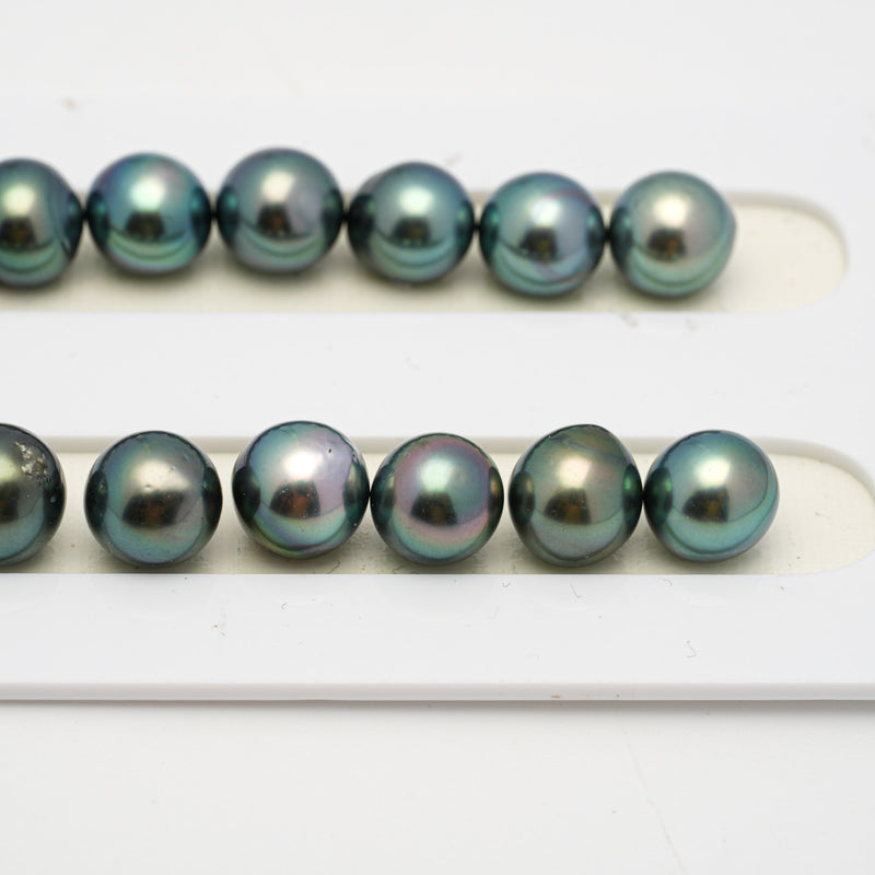 41pcs "High Luster" Blue Green 9-10mm - SB AAA/AA Quality Tahitian Pearl Necklace NL1508 THMIX2.6