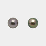 2pcs "High Luster" Green Cherry 9.7mm - SR/NR AAA/AA Quality Tahitian Pearl Pair ER1580 OR10