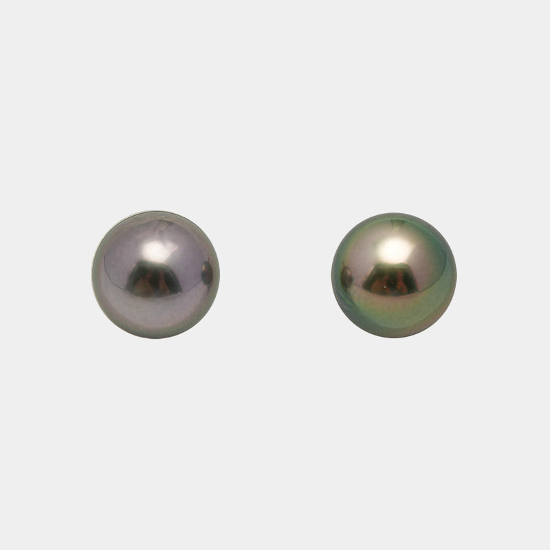 2pcs "High Luster" Green Cherry 9.7mm - SR/NR AAA/AA Quality Tahitian Pearl Pair ER1580 OR10