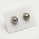 2pcs "High Luster" Green Cherry 9.7mm - SR/NR AAA/AA Quality Tahitian Pearl Pair ER1580 OR10