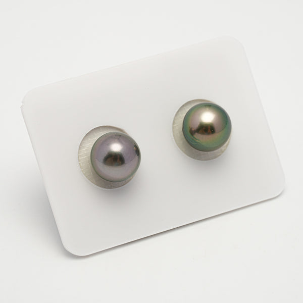 2pcs "High Luster" Green Cherry 9.7mm - SR/NR AAA/AA Quality Tahitian Pearl Pair ER1580 OR10