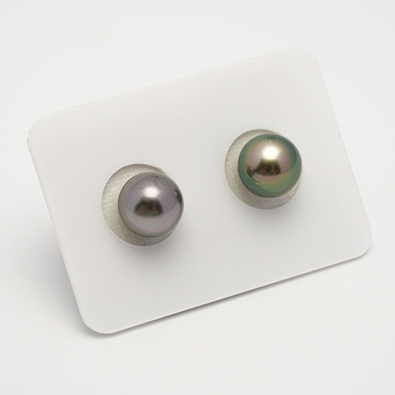 2pcs "High Luster" Green Cherry 9.7mm - SR/NR AAA/AA Quality Tahitian Pearl Pair ER1580 OR10