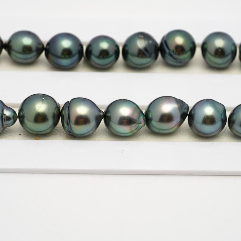 41pcs "High Luster" Blue Green 9-10mm - SB AAA/AA Quality Tahitian Pearl Necklace NL1508 THMIX2.6