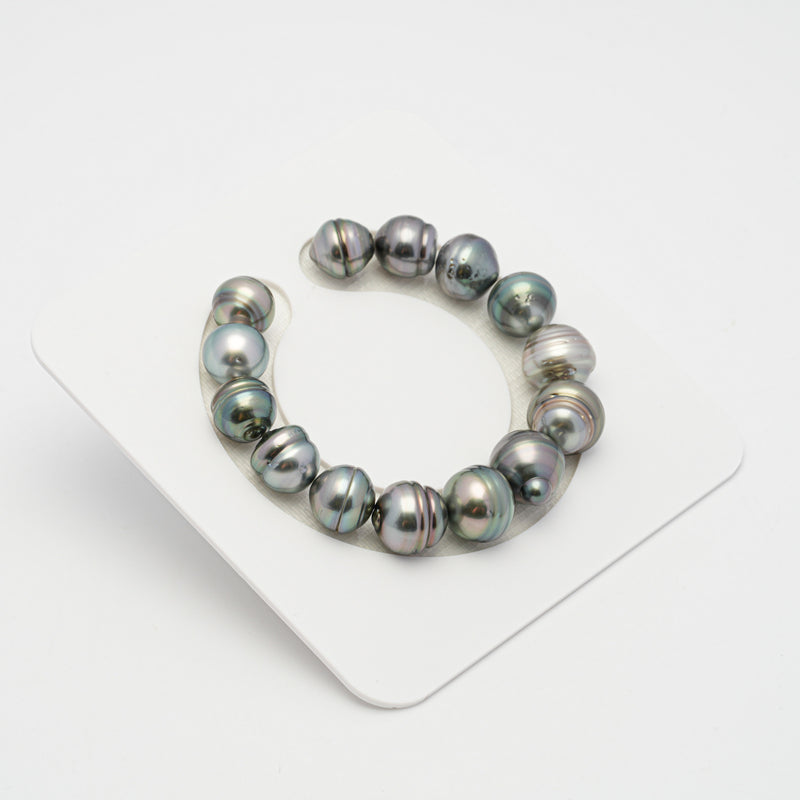 14pcs Light Green 11-14mm - CL AAA/AA Quality Tahitian Pearl Bracelet BR2112 OR8