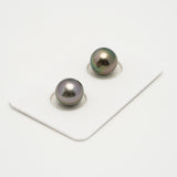 2pcs "High Luster" Green Cherry 9.7mm - SR/NR AAA/AA Quality Tahitian Pearl Pair ER1580 OR10