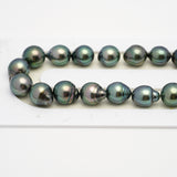 41pcs "High Luster" Blue Green 9-10mm - SB AAA/AA Quality Tahitian Pearl Necklace NL1508 THMIX2.6