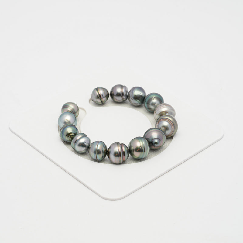 14pcs Light Green 11-14mm - CL AAA/AA Quality Tahitian Pearl Bracelet BR2112 OR8