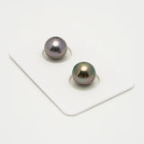 2pcs "High Luster" Green Cherry 9.7mm - SR/NR AAA/AA Quality Tahitian Pearl Pair ER1580 OR10