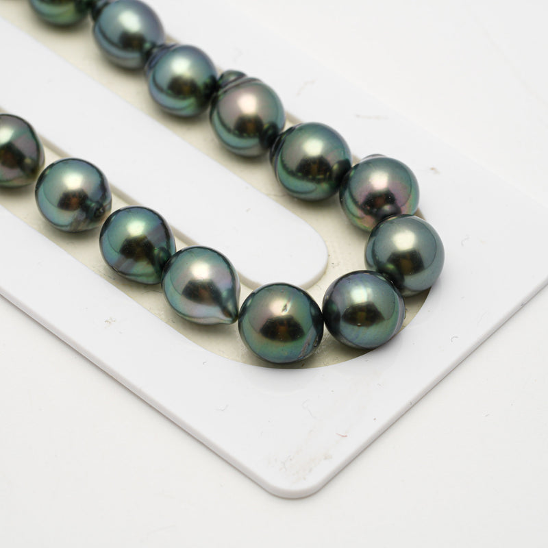 41pcs "High Luster" Blue Green 9-10mm - SB AAA/AA Quality Tahitian Pearl Necklace NL1508 THMIX2.6