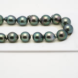 41pcs "High Luster" Blue Green 9-10mm - SB AAA/AA Quality Tahitian Pearl Necklace NL1508 THMIX2.6