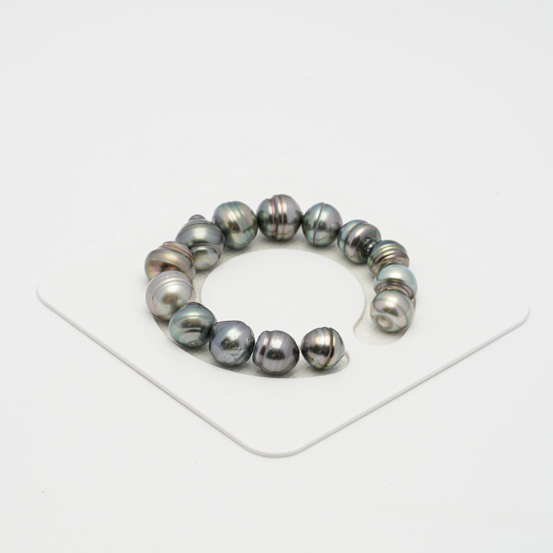 14pcs Light Green 11-14mm - CL AAA/AA Quality Tahitian Pearl Bracelet BR2112 OR8