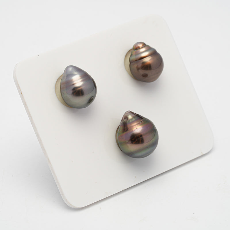 3pcs Mix 10.1-10.9mm - CL AAA/AA Quality Tahitian Pearl Trio Set ER1383 OR7