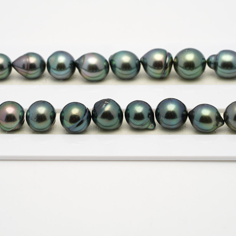 41pcs "High Luster" Blue Green 9-10mm - SB AAA/AA Quality Tahitian Pearl Necklace NL1508 THMIX2.6