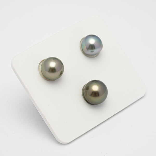 3pcs Multicolor 9.7-11mm - SB/NR AAA Quality Tahitian Pearl Trio Set ER1263