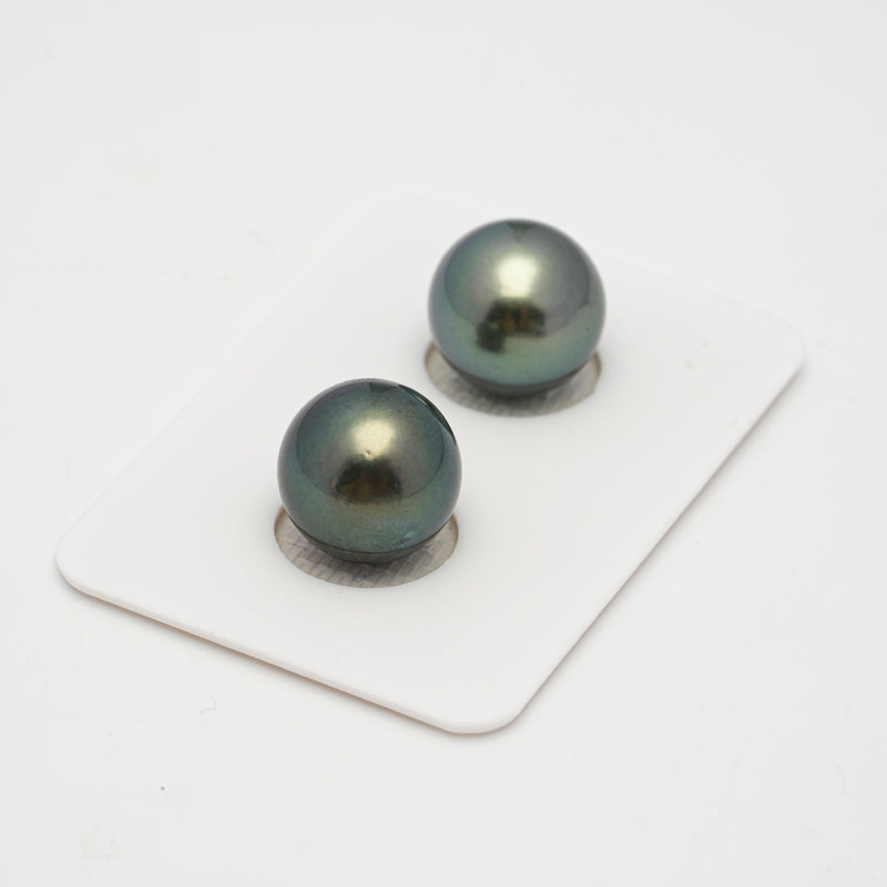 2pcs Green 12.1mm - RSR AAA/AA Quality Tahitian Pearl Pair ER1500