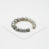 16pcs Light & Grey 9-11mm - BQ AA/AAA Quality Tahitian Pearl Bracelet BR2069 OR3