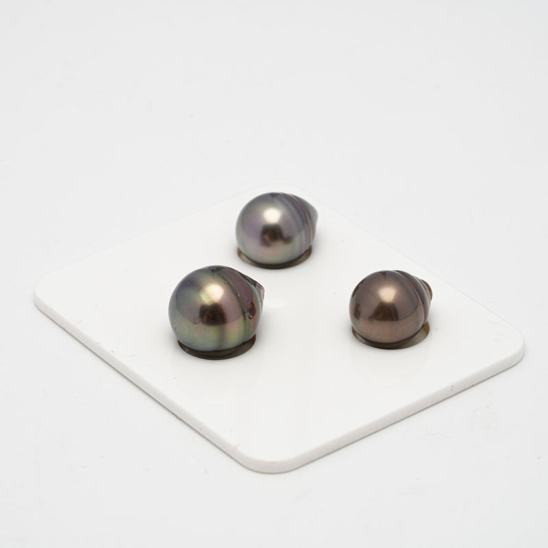 3pcs Mix 10.1-10.9mm - CL AAA/AA Quality Tahitian Pearl Trio Set ER1383 OR7