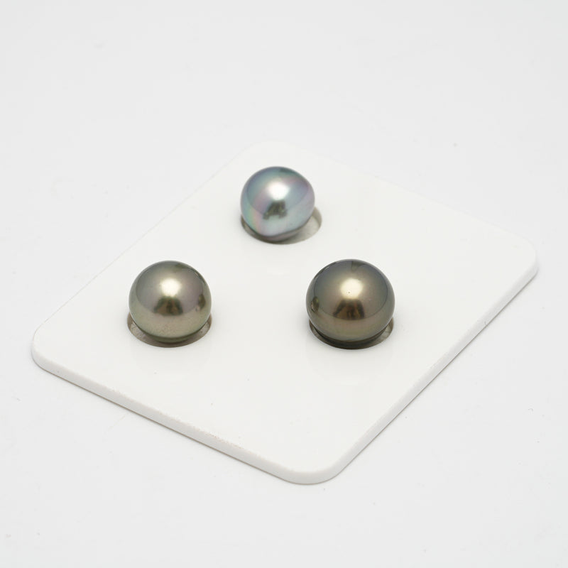 3pcs Multicolor 9.7-11mm - SB/NR AAA Quality Tahitian Pearl Trio Set ER1263