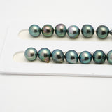 41pcs "High Luster" Blue Green 9-10mm - SB AAA/AA Quality Tahitian Pearl Necklace NL1508 THMIX2.6