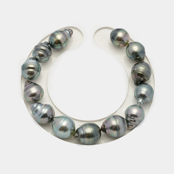 13pcs Green 10-12mm - CL AAA/AA Quality Tahitian Pearl Bracelet BR2113 OR8