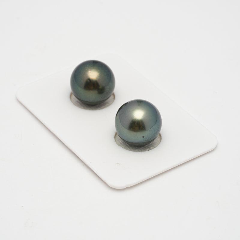 2pcs Green 12.1mm - RSR AAA/AA Quality Tahitian Pearl Pair ER1500