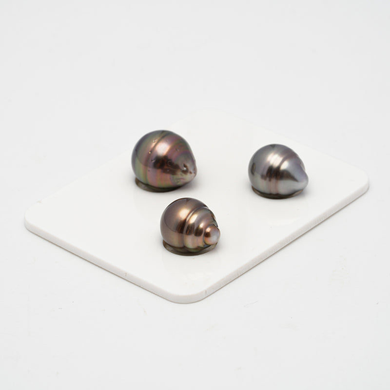 3pcs Mix 10.1-10.9mm - CL AAA/AA Quality Tahitian Pearl Trio Set ER1383 OR7