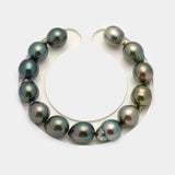 13pcs Green Mix 11mm - SB AAA/AA Quality Tahitian Pearl Bracelet BR2135 THMIX2.6