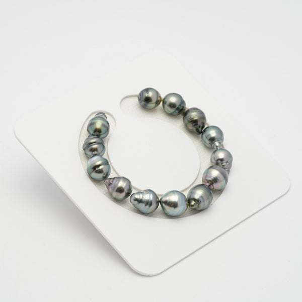 13pcs Green 10-12mm - CL AAA/AA Quality Tahitian Pearl Bracelet BR2113 OR8