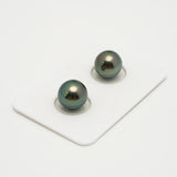 2pcs "High Luster" Blue Green 10-10.3mm - NR AAA/AA Quality Tahitian Pearl Pair ER1581 OR10