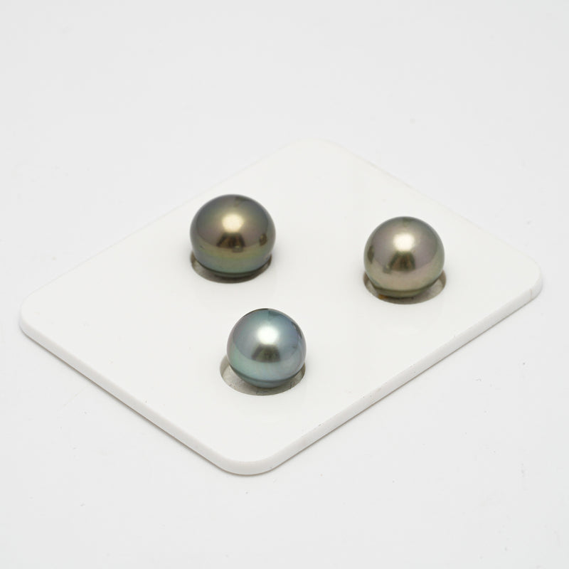 3pcs Multicolor 9.7-11mm - SB/NR AAA Quality Tahitian Pearl Trio Set ER1263