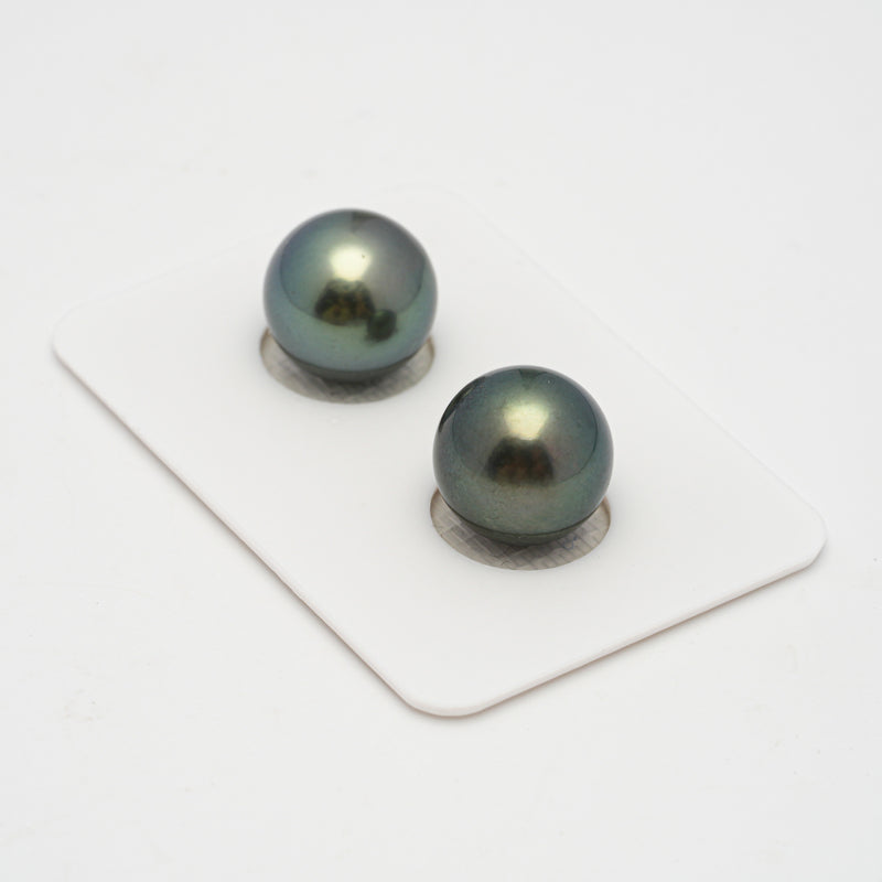 2pcs Green 12.1mm - RSR AAA/AA Quality Tahitian Pearl Pair ER1500