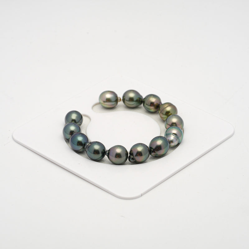 13pcs Green Mix 11mm - SB AAA/AA Quality Tahitian Pearl Bracelet BR2135 THMIX2.6