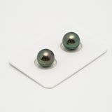 2pcs "High Luster" Blue Green 10-10.3mm - NR AAA/AA Quality Tahitian Pearl Pair ER1581 OR10