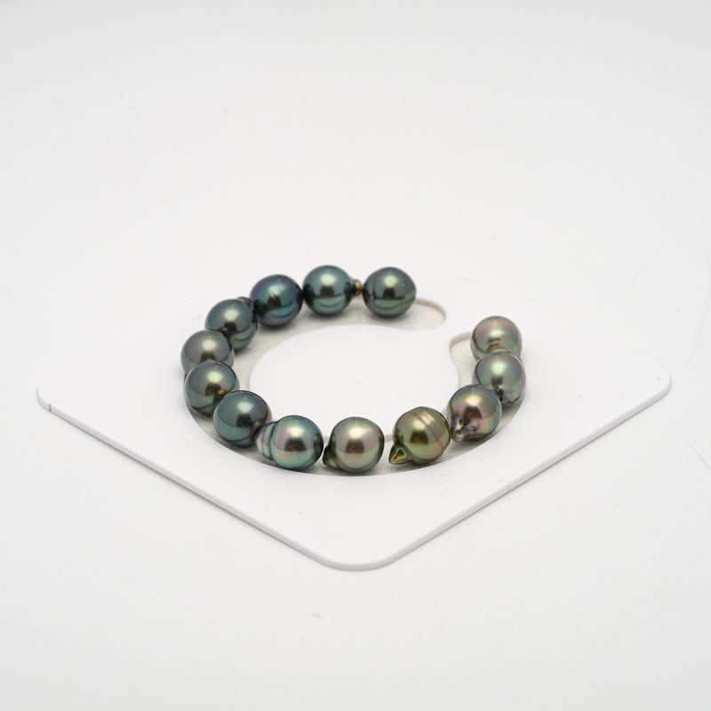 13pcs Green Mix 11mm - SB AAA/AA Quality Tahitian Pearl Bracelet BR2135 THMIX2.6