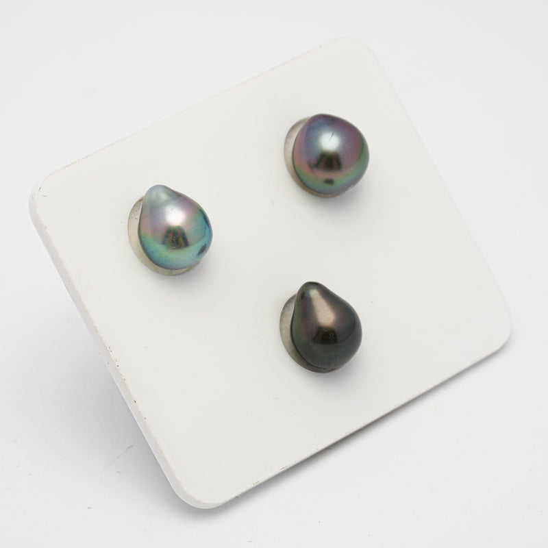 3pcs Multicolor 8.8-9.7mm - SB AAA Quality Tahitian Pearl Trio Set ER1264 TH1