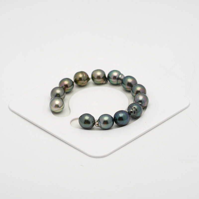 13pcs Green Mix 11mm - SB AAA/AA Quality Tahitian Pearl Bracelet BR2135 THMIX2.6