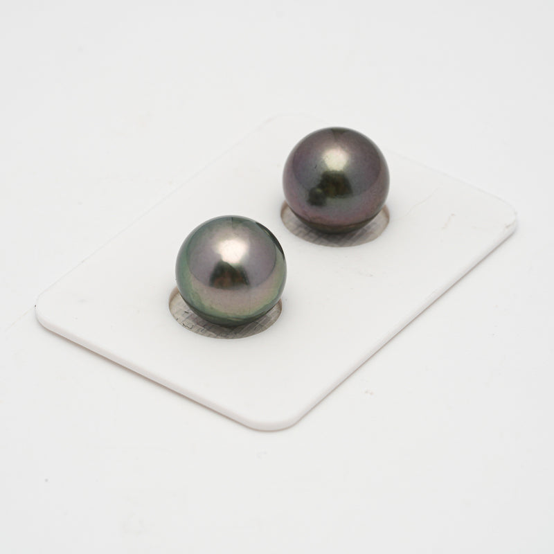 2pcs Multicolor 11.9-12mm - RSR AAA/AA Quality Tahitian Pearl Pair ER1501