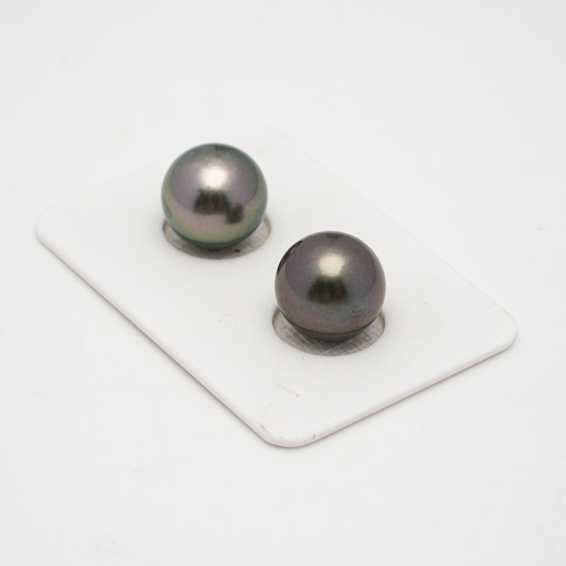 2pcs Multicolor 11.9-12mm - RSR AAA/AA Quality Tahitian Pearl Pair ER1501