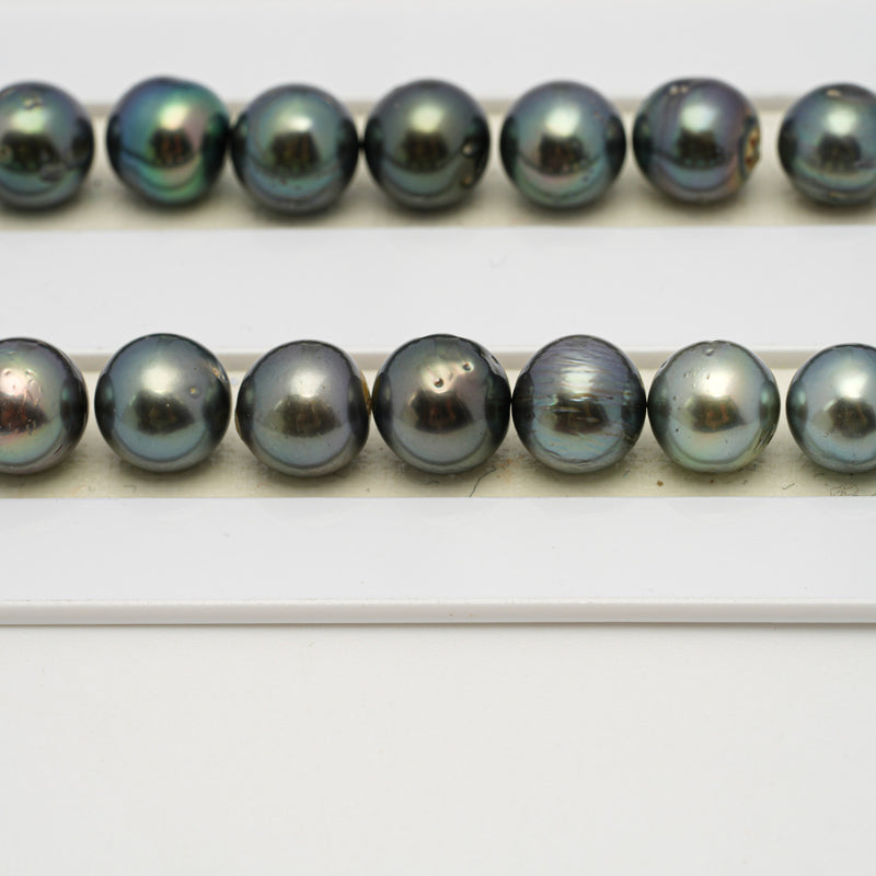 46pcs Green 8-11mm - SR/NR AA Quality Tahitian Pearl Necklace NL1552 THMIX3