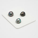 3pcs Multicolor 8.8-9.7mm - SB AAA Quality Tahitian Pearl Trio Set ER1264 TH1