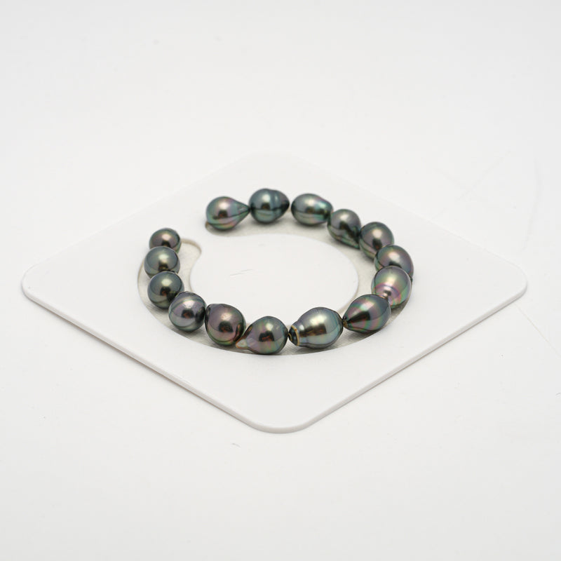 15pcs Green 8-10mm - SB AAA/AA Quality Tahitian Pearl Bracelet BR2137 THMIX2