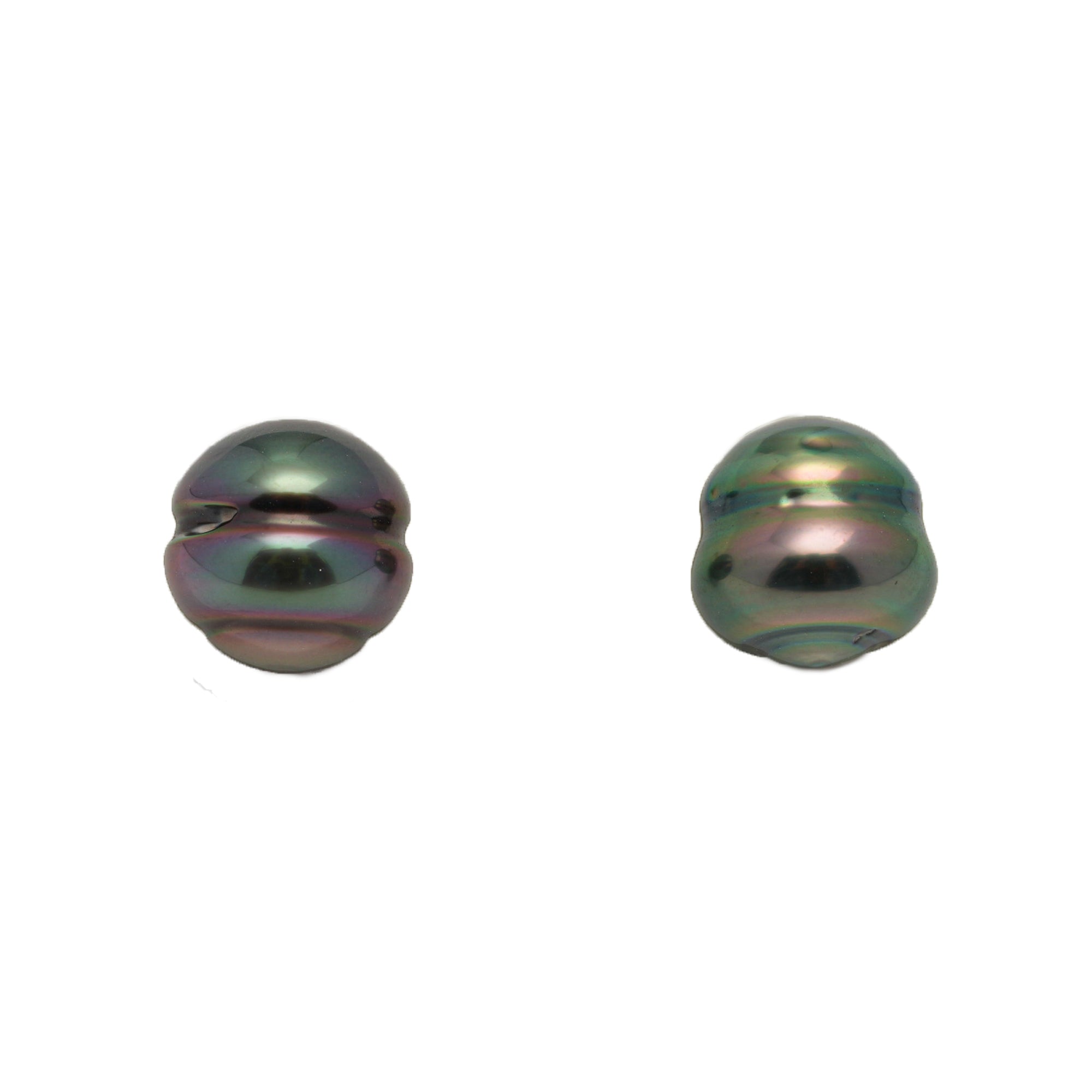 2pcs "High Luster" Green 9.9mm - CL AAA Quality Tahitian Pearl Pair ER1864 LP1