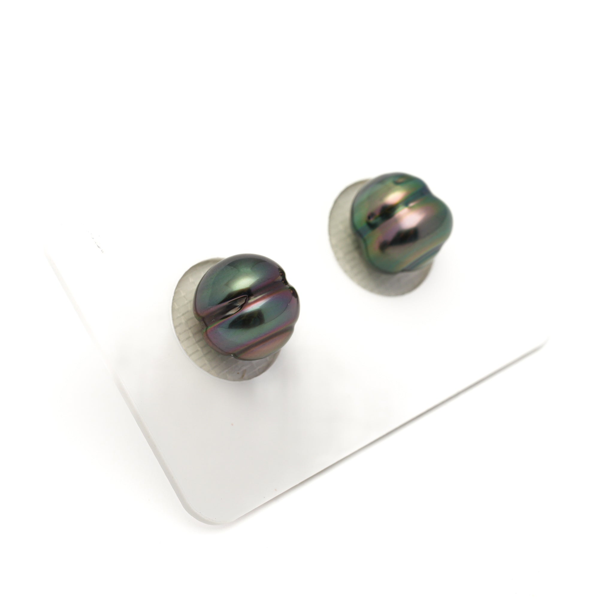 2pcs "High Luster" Green 9.9mm - CL AAA Quality Tahitian Pearl Pair ER1864 LP1